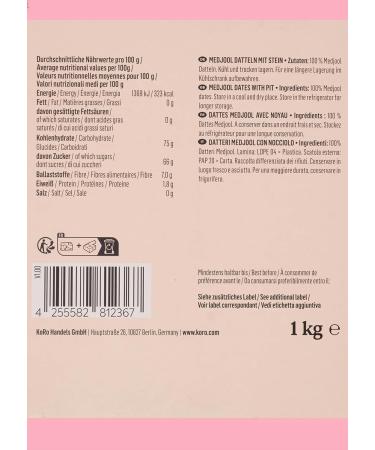 KoRo - Medjool dates with core 1 kg - Sun-dried - Particularly soft and soft - Caramel taste - Snack rich in fiber - Buy Online on GoSupps.com