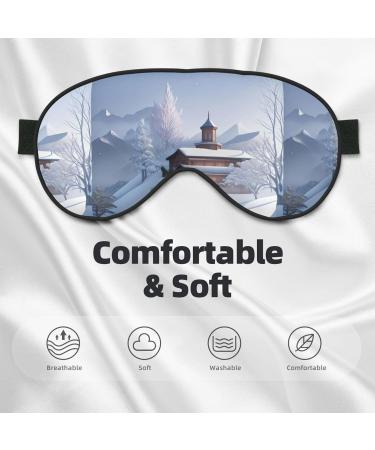 Winter Landscape Unisex Adjustable Buckle Blackout Sleep Eye Mask - Perfect for Home Travel Yoga & Naps - Buy Online on GoSupps.com