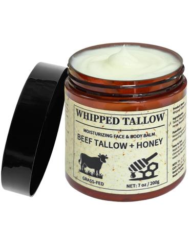 7 oz/200g - Tallow and Honey Balm for Face Tallow Salve for Body Beef Tallow for Skin Moisturizer Hydrating Tallow for Face Grass Fed Whipped Tallow Honey Balm Organic Beef Tallow for Skin Care