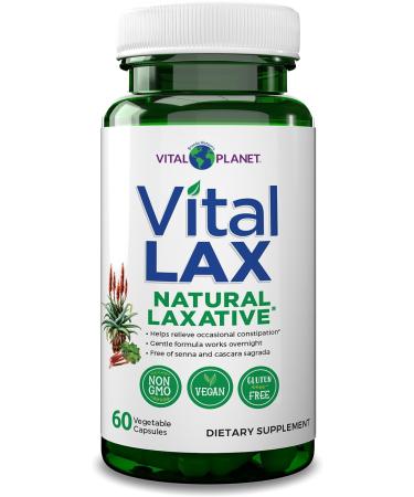 Vital Planet - Vital Lax Natural Laxative Colon Cleanse Supplement for Occasional Constipation, with Magnesium Hydroxide, Slippery Elm, Aloe and Triphala to Support Normal Bowel Regularity 60 Capsules - Buy Online on GoSupps.com