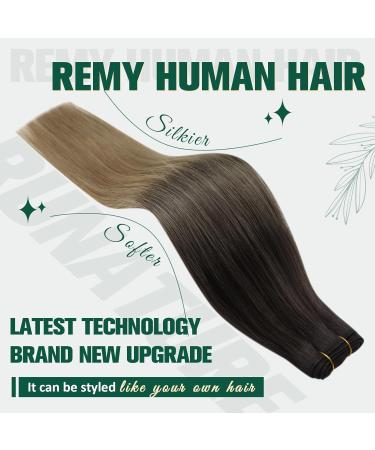 Runature Real Hair Balayage Sew-In Weft Extensions - Dark Brown Medium Brown & Ash Blonde Ombre - 50cm 20 Inch 100g #2/6/18 - Buy Online on GoSupps.com