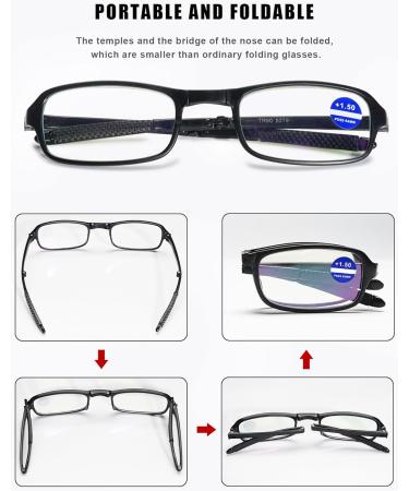 Vevesmundo Foldable Reading Glasses for Men & Women - Compact Diopter Options +1.0 to +4.0 Black Blue Light Filter Ideal for Travel - Buy Online on GoSupps.com