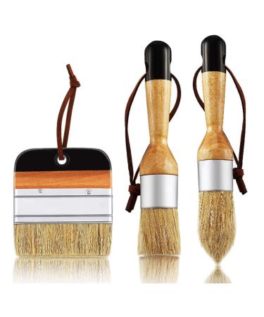 Chalk and Wax Paint Brush 3PC Set Large DIY Painting and Waxing Tool, Milk Paint, Smooth, Natural Bristles | Folk Art, Home Dcor, Wood Projects, Furniture, Stencils | Reusable