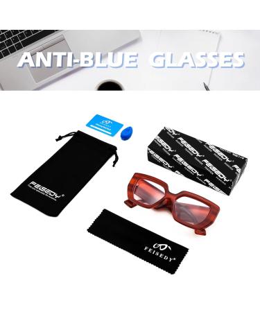 FEISEDY Blue Light Glasses for Women - Oversized Square Thick Frame Anti Eyestrain Computer Eyewear B4129 Red - Shop Internationally - Buy Online on GoSupps.com