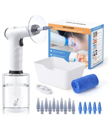 Ear Wax Removal Electric Ear Cleaning Kit with Light FSA HSA Eligible Ear Irrigation Kit with 4 Pressure Modes Safe and Effective Ear Flush Kit with Ear Cleaner - Includes Basin Towel & 15 Tips