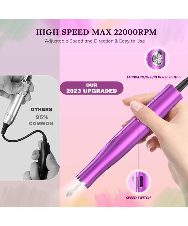 Zoccee 11-in-1 Electric Nail Cutter with Filing Light 22000 RPM Manicure Set for Gel & Acrylic Nails (No Battery Purple) - Buy Online on GoSupps.com