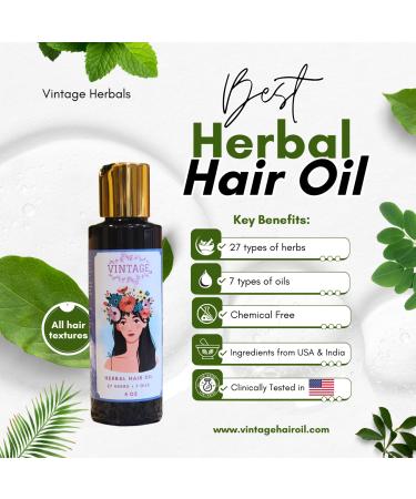 Herbal Hair Oil - 100% Pure Ayurvedic Solution for Hair Fall Grey Hair & Dandruff - 27 Herbs & 7 Oils - 4 OZ - Made in USA - Buy Online on GoSupps.com