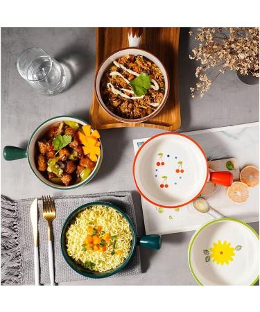 Dishes Ceramic Handle Bowl Fruit Salad Breakfast Bowl Instant Noodle Dishes Creative Cute Baking Household Kitchen Tableware (Color : J) (B) - Buy Online on GoSupps.com