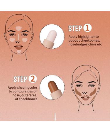 2in1 Highlights and Contour Sticks Highlight & Contour Bronzer Contour Stick cool tone contour Long Lasting & Waterproof Contour Sticks Kit For Light Skin Face Makeup (Light lvory + Light coffee) - Buy Online on GoSupps.com