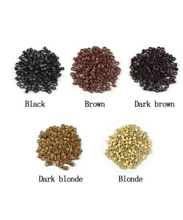 1000 Pcs Silicone Lined Micro Rings Links Beads for Hair Extensions Tool - Black, Dark Brown, Brown, Dark Blonde, Blonde - Buy Online on GoSupps.com