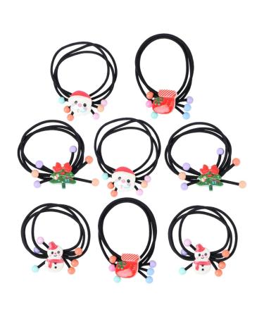 Frcolor Cartoon Elastic hair tie baby girl hair loop elastic ties ponytail holder 8 pieces (Christmas set)