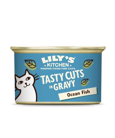 Lily's Kitchen Natural Wet Food Canned for Adult Cats Delicious Fish Bites in Gravy Grain-Free Recipe (24 x 85g Trays)