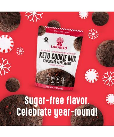 Lakanto Sugar Free Keto Chocolate Peppermint Cookie Mix - Monk Fruit Sweetened | Keto & Vegan | 1g Net Carb | Gluten Free | 12 Cookies - Buy Online on GoSupps.com