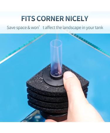 Pawfly Nano Corner Sponge Filter - Quiet Organic Foam Filter for Betta Fry Shrimp & Small Fish - Perfect for Aquariums Up to 40L - Air Pump Not Included - Buy Online on GoSupps.com