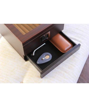 Cedar Humidor with Digital Hygrometer, Humidifier, Accessory Drawer - Holds 25-50 Cigars - Buy Online on GoSupps.com