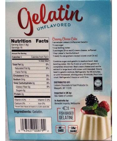 LIEBERS Unflavored Sugar Free Gelatin Powder - 1 oz Box (2 Packets) | Kosher & Gluten Free - Buy Online on GoSupps.com