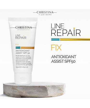 Buy Christina Line Repair Fix Antioxidant SPF 50 Sunscreen - 60 ml | Broad Spectrum UVA/UVB Protection with Hyaluronic Acid & Resveratrol - Shop Internationally - Buy Online on GoSupps.com