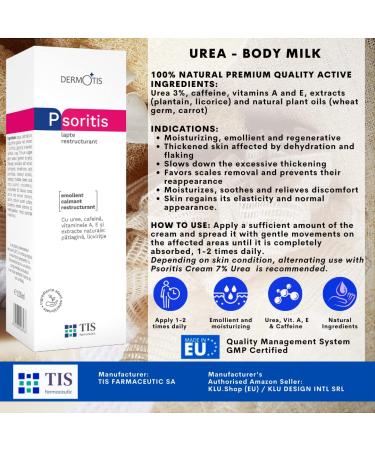 Psoritis Lotion 100ml - Urea Body Milk for Healing & Repairing Dry Itchy Skin - Seboregulating Cream for Hands Feet Body & Face - Buy Online on GoSupps.com