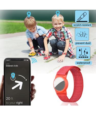 Dingfeiyu Airtag Waterproof Wristband - Adjustable Anti-Lost Bracelet for Kids & Adults - Red Nylon Band for Apple Airtag - Buy Online on GoSupps.com
