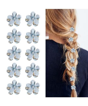 10 pieces of mini diamond hair clips small hair clips flower-hair clips hair jewelry for women girls sweet mini-hair clips hair clips for photo everyday life party wedding (blue)