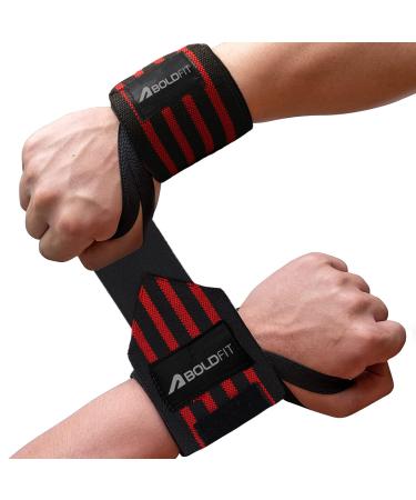 Boldfit Wrist Brace with Velcro Strips - Breathable and Adjustable Weight Lifting Wrist Wraps - Crossfit Wrist Wraps Gym Accessories for Women and Men (Universal Size) Red & Black