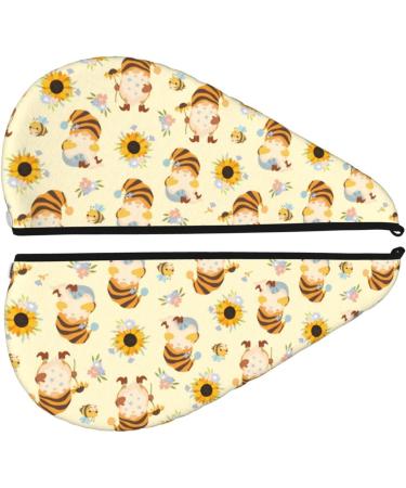 Quick-Dry Hair Towel Wrap - Watercolor Bee Design | Hair Drying Turban with Button | Hair Care Essential - Buy Online on GoSupps.com