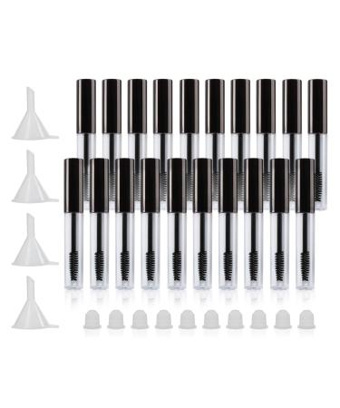 20Pcs 4ml Empty Mascara Tube and Wand  DIY Mascara Container with Cap eyelash Tubes Vials Bottle with Rubber Inserts and Funnels Kit for Castor Oil(Black) 4ml Black