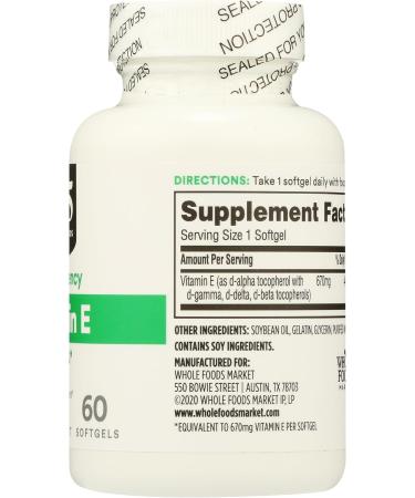 365 by Whole Foods Market Vitamin E 1000 IU 60 Count 60 Count (Pack of 1) - Buy Online on GoSupps.com