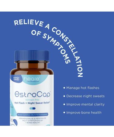Estrocap Menopause Supplements for Women - Menopausal Relief Vitamins for Hot Flashes and Night Sweats - Bone Health & Mood Support - Valerian Root & Black Cohosh - Heale Health - Buy Online on GoSupps.com