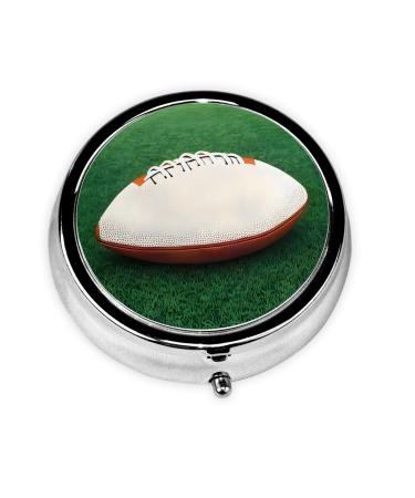 White Rugby Ballround Pill Box 3 Compartments Round Pill Box Organizer for Purse Or Pocket Portable Travel Pill Box