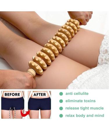 Srttr Fascienstab Wood Massage Roller - Anti-Cellulite Beech Wood Body Roller for Legs & Neck - 43 cm Fascia Relief - Buy Online on GoSupps.com
