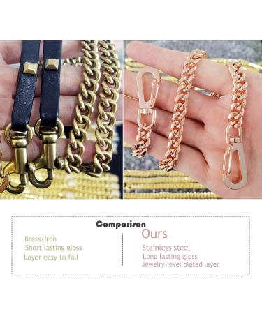 Jxlepe Rose Gold Stainless Steel 8mm DIY Belt for Purse Shoulder Crossbody Hand Bag Accessories Replacement with Solid Buckles 40" Rose Gold - Buy Online on GoSupps.com