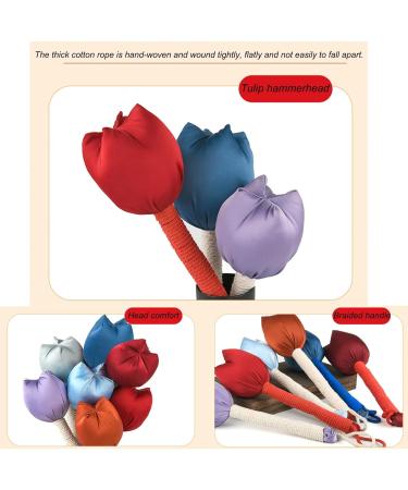 2 Pack Handmade Tulip-Shaped Massage Hammer | Relief for Back Shoulders Neck & Legs | Acupuncture Point Therapy for Fatigue - Random Color - Buy Online on GoSupps.com