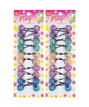 20 Pcs Hair Ties 20mm Ball Bubble Ponytail Holders Colorful Glitter Elastic Accessories for Kids Children Girls Women All Ages (Assorted)