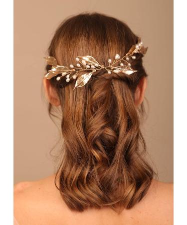 Deniferymakeup Wedding Leaves Hair Vines with Pearl Wedding Bridal Headpieces Headbands Wedding Hair Accessory for Bride and Bridesmaid (Style 1) - Buy Online on GoSupps.com