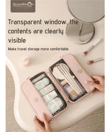 Waterproof double-layer makeup bag travel toiletry organizer with transparent window for women (Black) - Buy Online on GoSupps.com