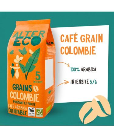 ALTER ECO - Coffee Beans - Organic Arabica Coffee from Colombia - Intensity 5 - Fair Trade - 1 kg - Buy Online on GoSupps.com