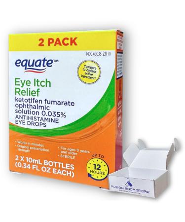 Eye Itch Relief Antihistamine Drops- 2 Bottle (0.34 fl oz Each) Boxed by Fusion Shop Store