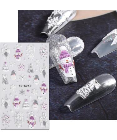 JMEOWIO 3D Embossed Christmas Nail Art Stickers Decals Self-Adhesive 5D Snowman Snowflake Winter Holiday Colorful Nail Supplies Nail Art Design Decoration Accessories 4 Sheets - Buy Online on GoSupps.com
