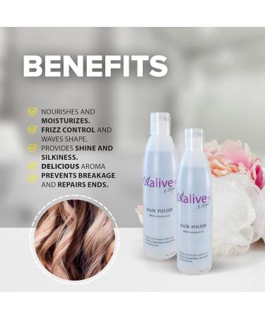 KALIVE Hair Polish with Coconut Oil - Nourishing Anti-Frizz Treatment for Dry & Damaged Hair | 8 oz - Shop Internationally - Buy Online on GoSupps.com