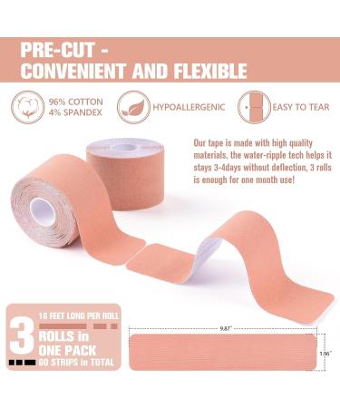 Precut Kinesiology Tape Roll - 3 Original Cotton Rolls for Pain Relief & Recovery | Athletic Muscle & Belly Lift Tape for Wrist Support - Buy Online on GoSupps.com