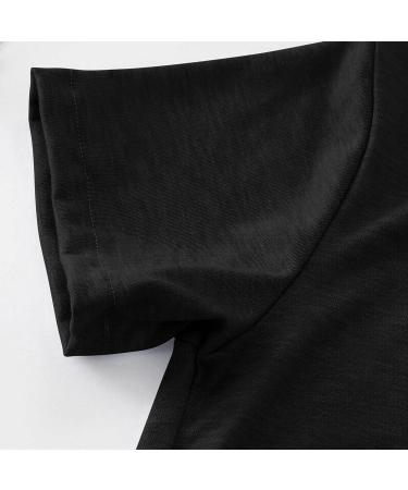 Girls Casual Button Front Tunic Top | Short Sleeve Knot Blouse | Kids T-Shirt | Size 6-7 Years | Color: Black - Buy Online on GoSupps.com