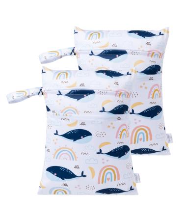 Hbselect 2PCs diaper bag Waterproof reusable diaper bag bag with zipper wet wipes organizer for babies and toddler whale * 2