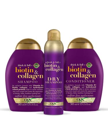 OGX Biotin & Collagen Shampoo Conditioner and Dry Shampoo Set Bundle