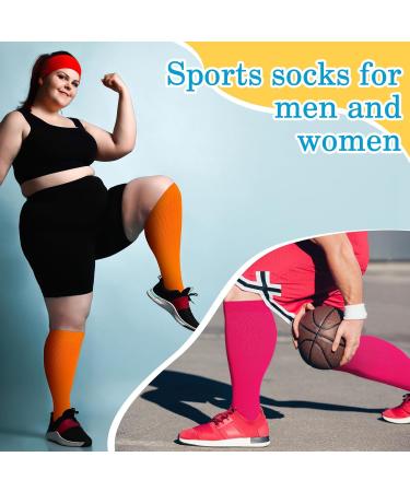10 Pairs Plus Size Neon Over The Calf Socks | Extra Wide Knee High Socks for Diabetic & Lymphedema | Unisex Athletic Socks in 5 Colors - Buy Online on GoSupps.com