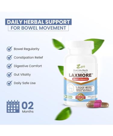 ZEN LIFE HERB LAXMORE I Poop More Max Strength 100% Natural Plant-Based Supplement (90 Capsules) - Buy Online on GoSupps.com