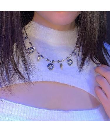 Oralgo Heart-Trailer Necklace | Trendy Punk Choker Chain for Women & Girls | Versatile Metal Accessory - Buy Online on GoSupps.com