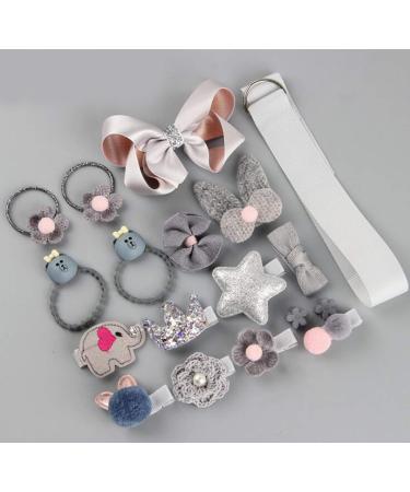 18-part hair clip set for little girls hair ropes hair clips hair accessories for babies girls toddlers children as a birthday present festive gift (gray 18 pieces)