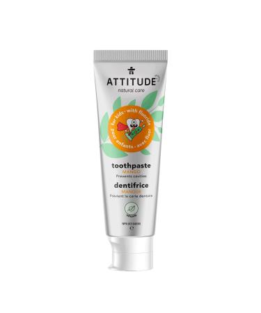 ATTITUDE Toothpaste with Fluoride Prevents Tooth Decay and Cavities Vegan Cruelty-Free and Sugar-Free Mango 4.2 Oz