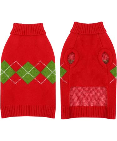Warm Diamond Pattern Dog & Cat Sweater - Perfect Winter Knitting for Small Breeds & Puppies - Red - Buy Online on GoSupps.com